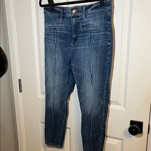 Express Medium Blue Cropped Skinny Jeans